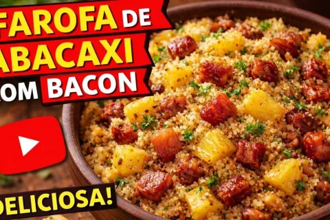 Farofa de abacaxi com bacon de sabor agridoce, o acompanhame