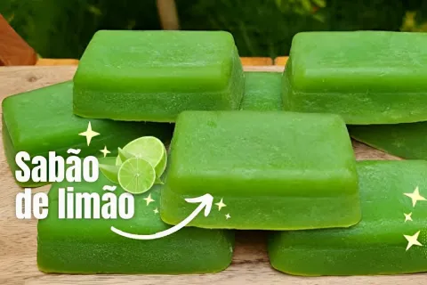 Fiz 1kg de sabão caseiro de limão para roupas e louças usand