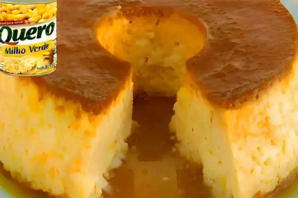 Fiz um pudim de milho cremoso e delicioso usando apenas 1 la