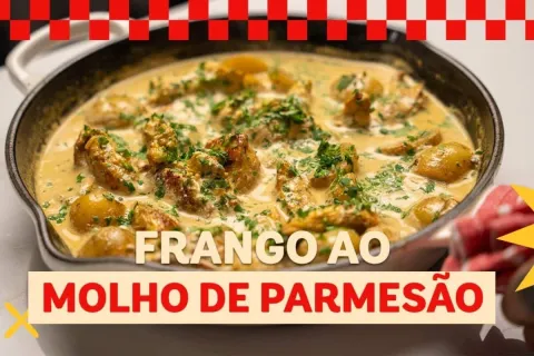 Frango ao molho de parmesão com batatas gratinadas, que é pr