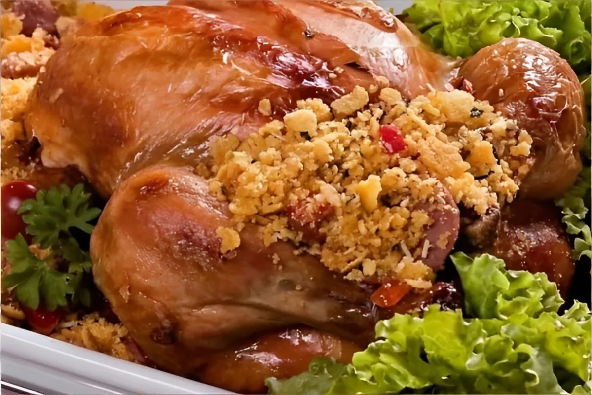 Frango assado de padaria com tempero maravilhoso para fazer