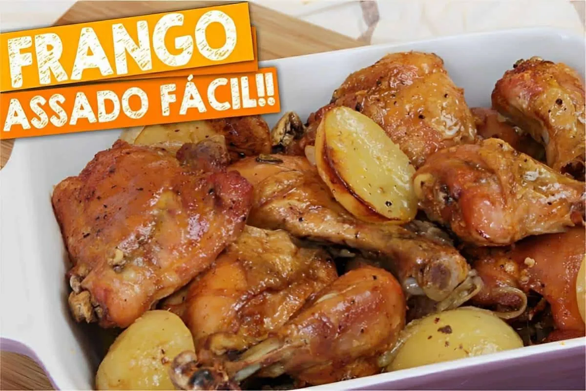 Frango com batatas no forno uma delícia simples bem temperad