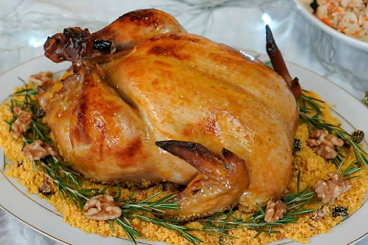 Frango de Natal com calda de laranja uma delícia que vai con