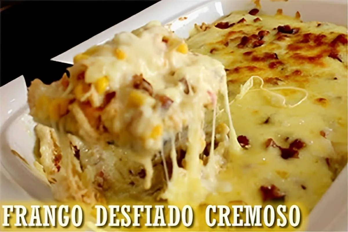Frango desfiado cremoso um almoço rápido e fácil para o seu