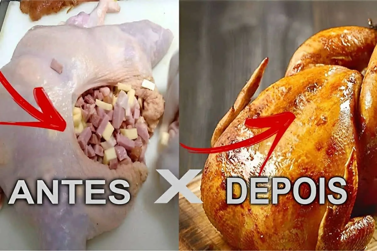 Frango desossado recheado com calabresa bacon e parmesão per
