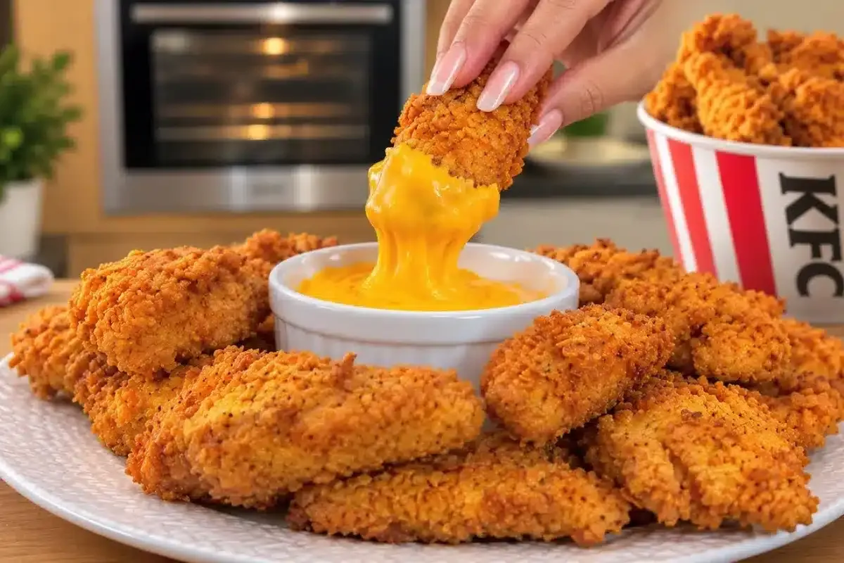 Frango do KFC crocante por fora e muito suculento por dentro