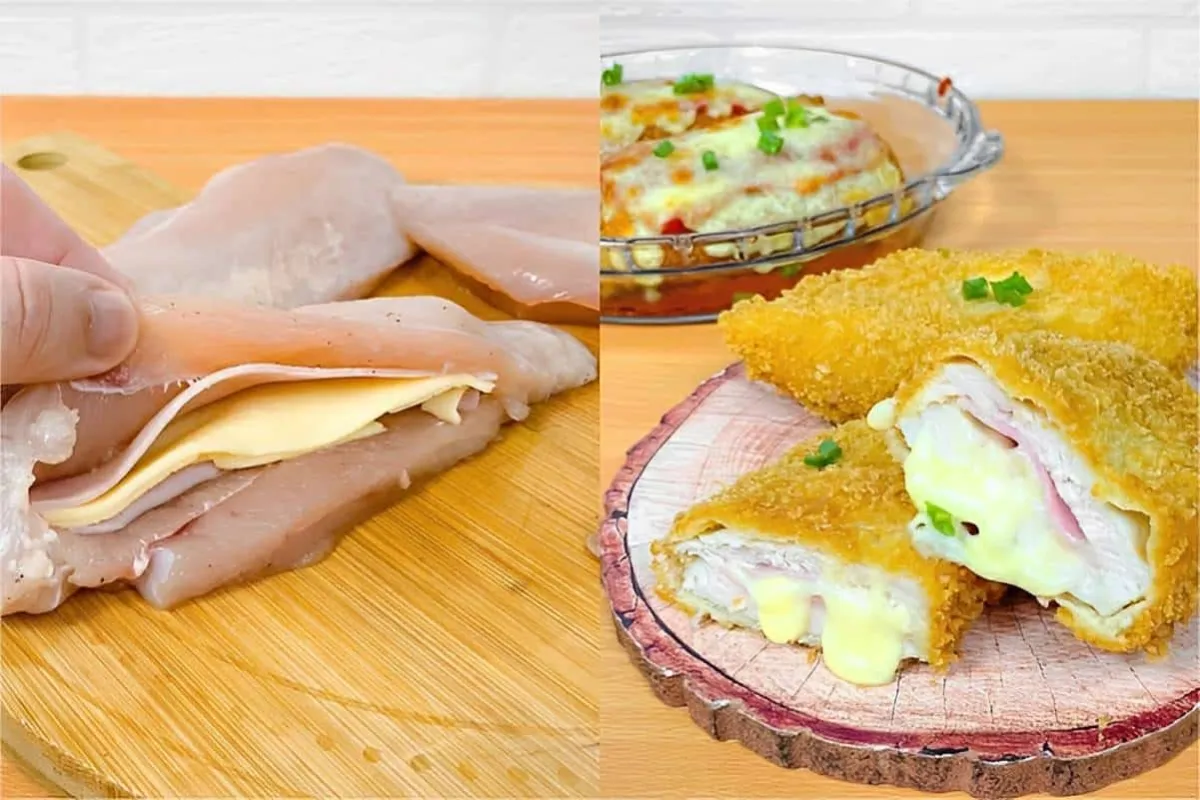Frango recheado com presunto e queijo para fazer empanado re