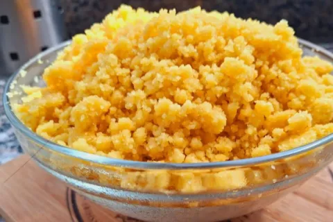 Fubá suado mineiro tipo cuscuz fácil e rápido de preparar pa