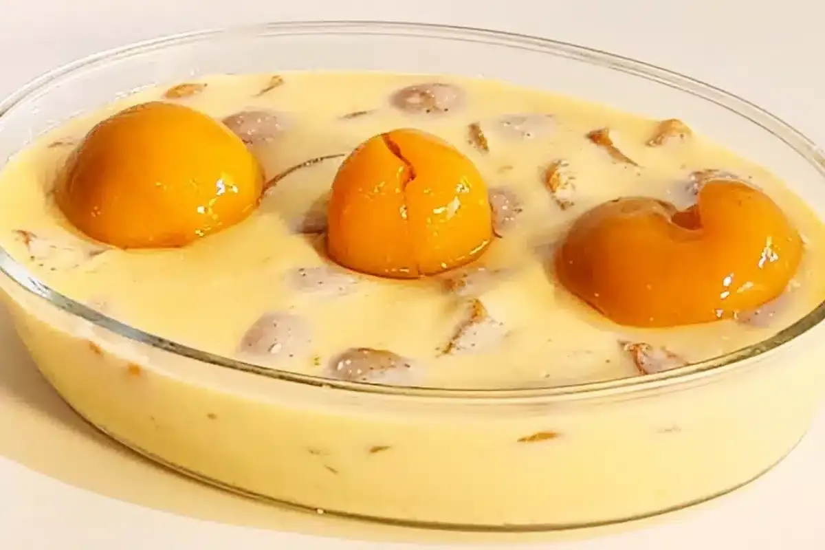 Gelado de pêssego super cremoso feito de um jeito simples, u