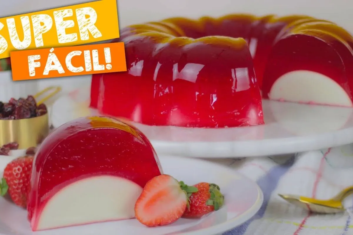 Gelatina recheada flotante deliciosa, fácil de fazer e chama