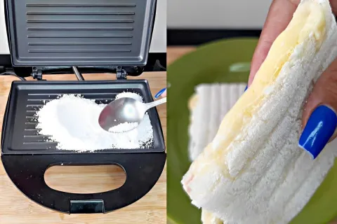 Lanche de tapioca na sanduicheira para começar o ano mais le