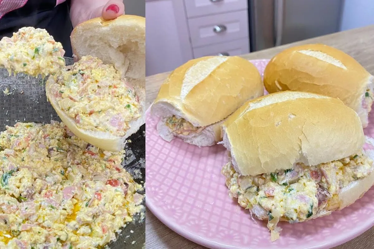 Lanche mexidão cremoso de ovos com bacon, uma refeição rápid