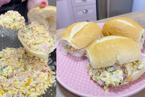 Lanche mexidão cremoso de ovos com bacon, uma refeição rápid