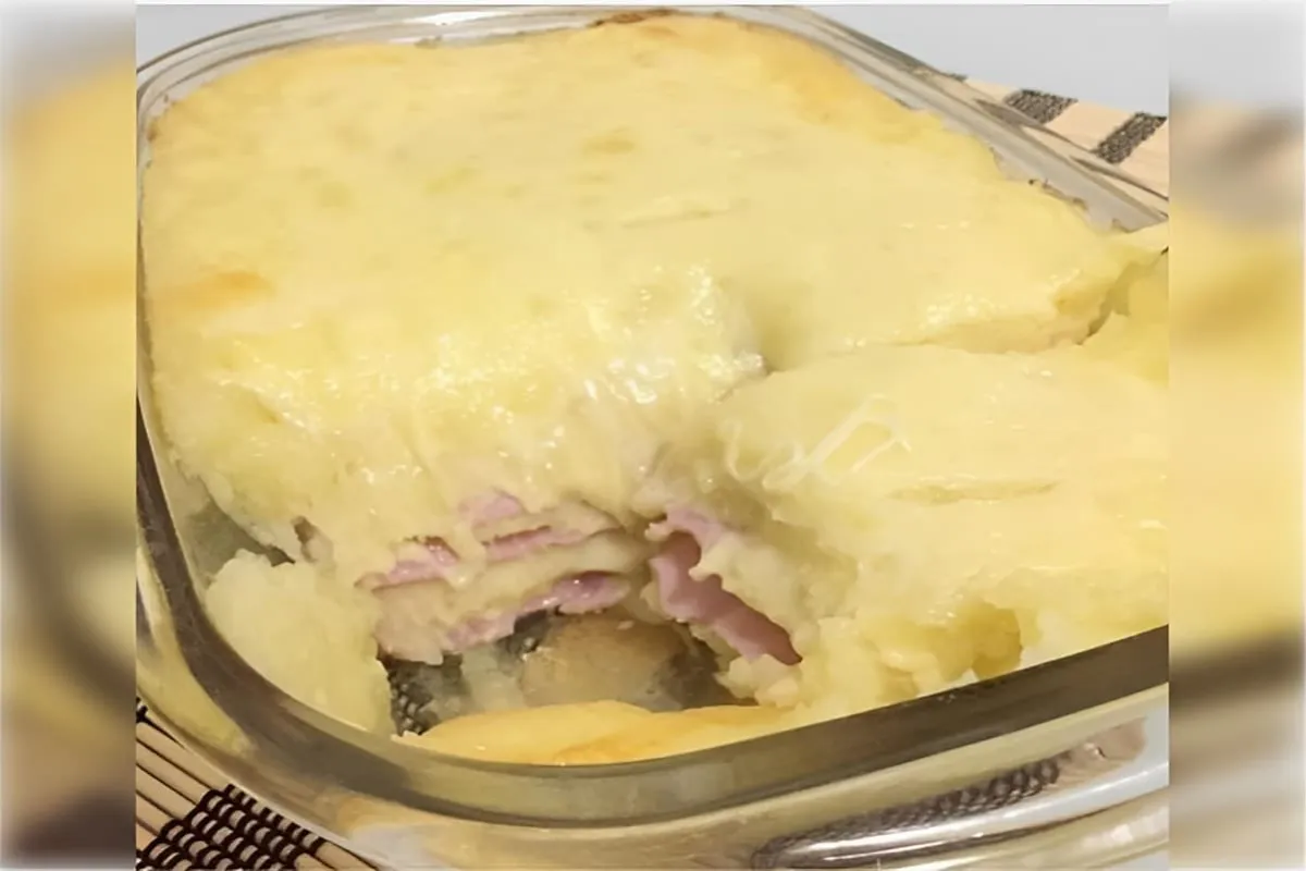 Lasanha de batata recheada com presunto e queijo você não va