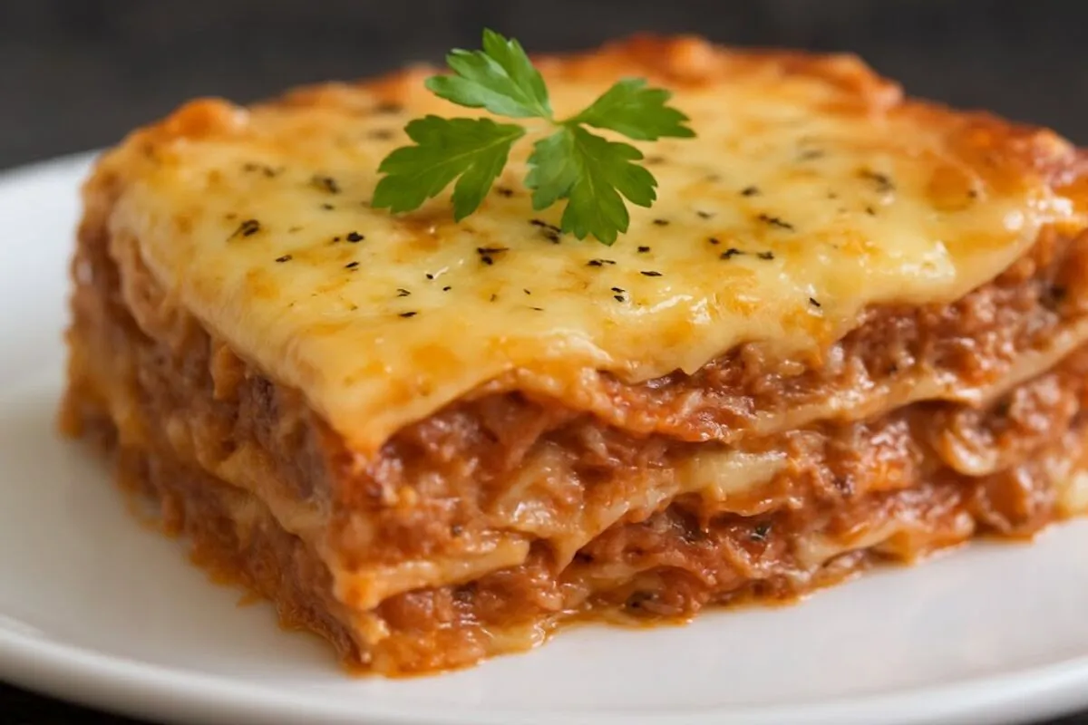 Lasanha de fraldinha, uma verdadeira delícia com carne sucul