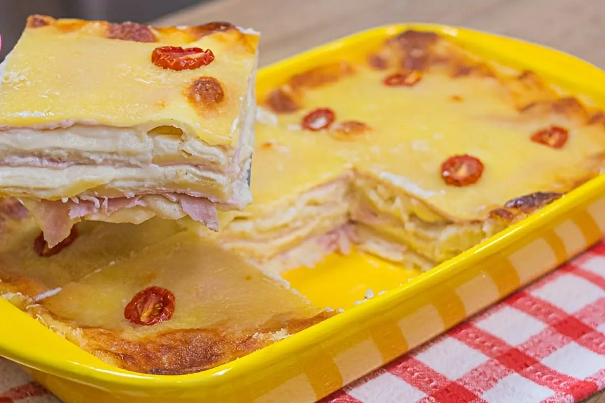 Lasanha de presunto e queijo ao molho branco uma receita fác