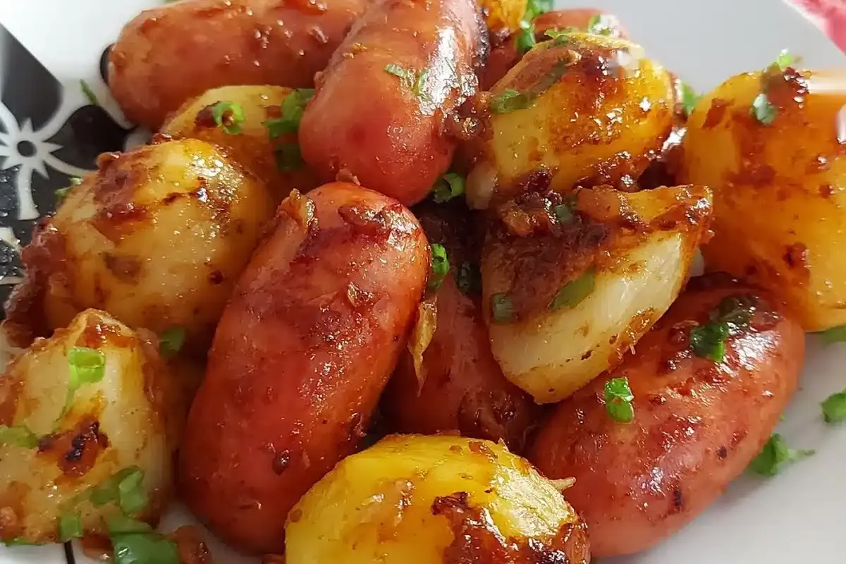 Linguiça com batata saborosa e suculenta para fazer hoje no