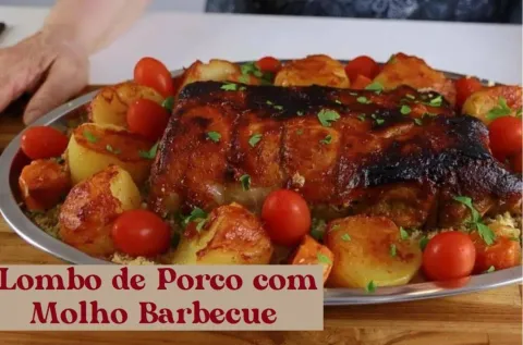 Lombo de porco assado com barbecue um belo prato principal p
