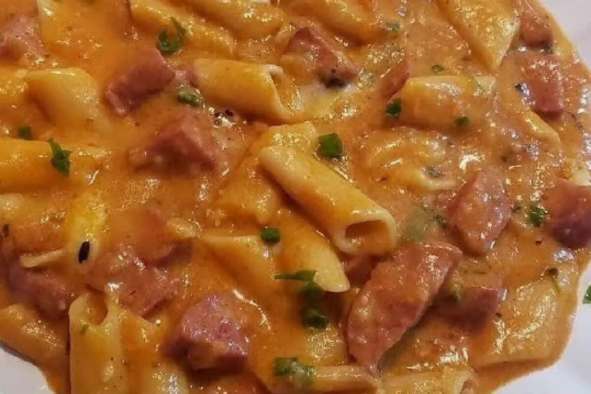 Macarrão na panela de pressão super cremoso e saboroso para