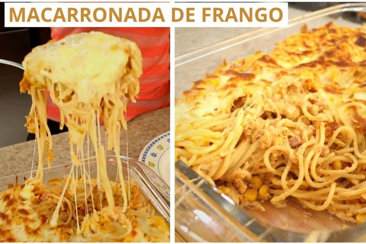 Macarronada com frango delicioso para o almoço de qualquer d