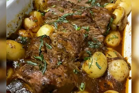Maminha na pressão com batatas uma carne suculenta e saboros