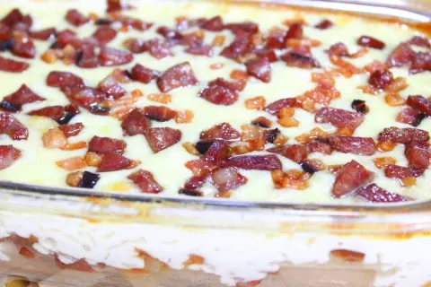 Mandioca cremosa, que fica derretendo e é o acompanhamento i