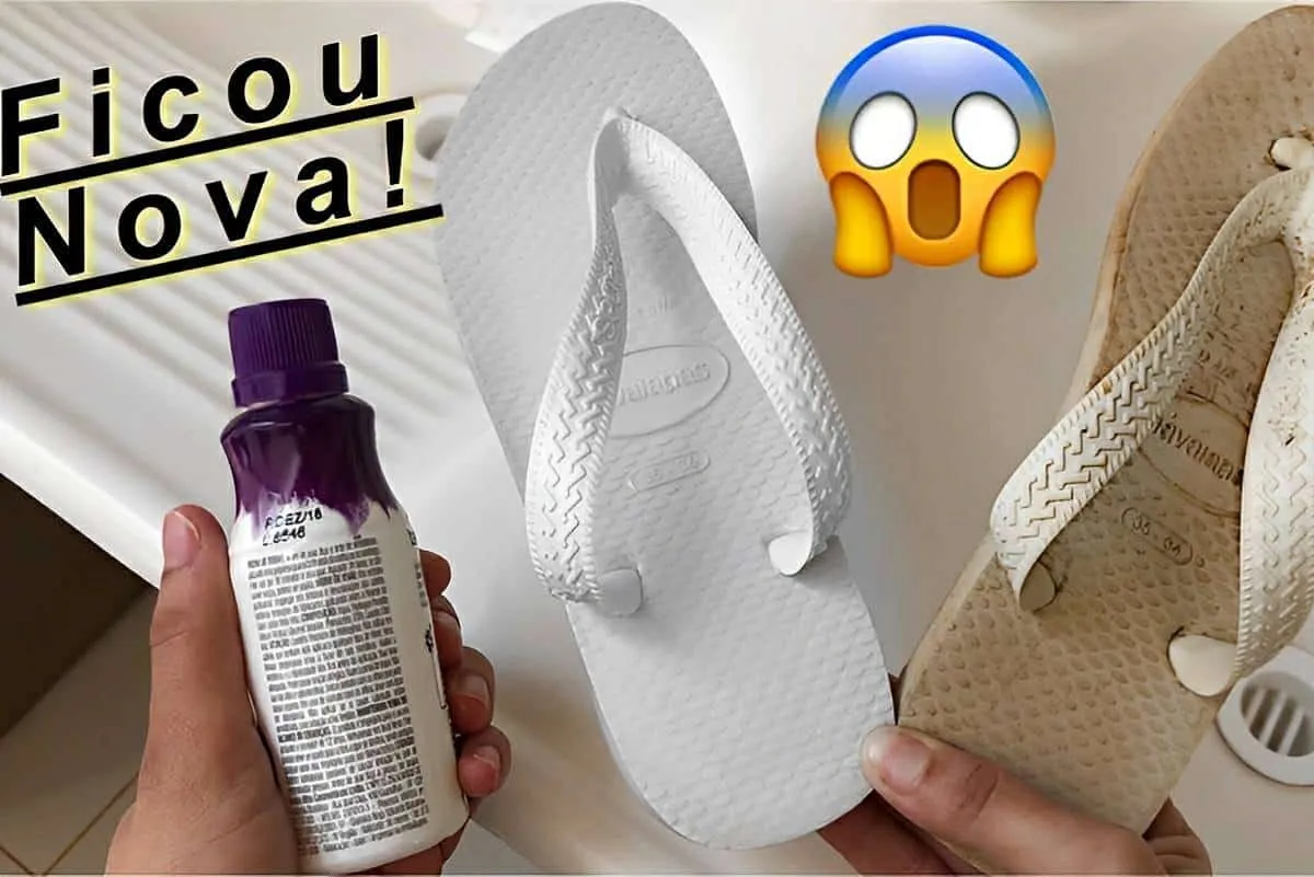 Misturinha caseira para limpar chinelos e tênis brancos feit