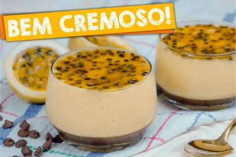 Mousse de maracujá cremoso e refrescante feito de um jeito m