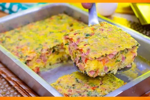 Omelete de forno sensacional e muito recheado, para uma refe