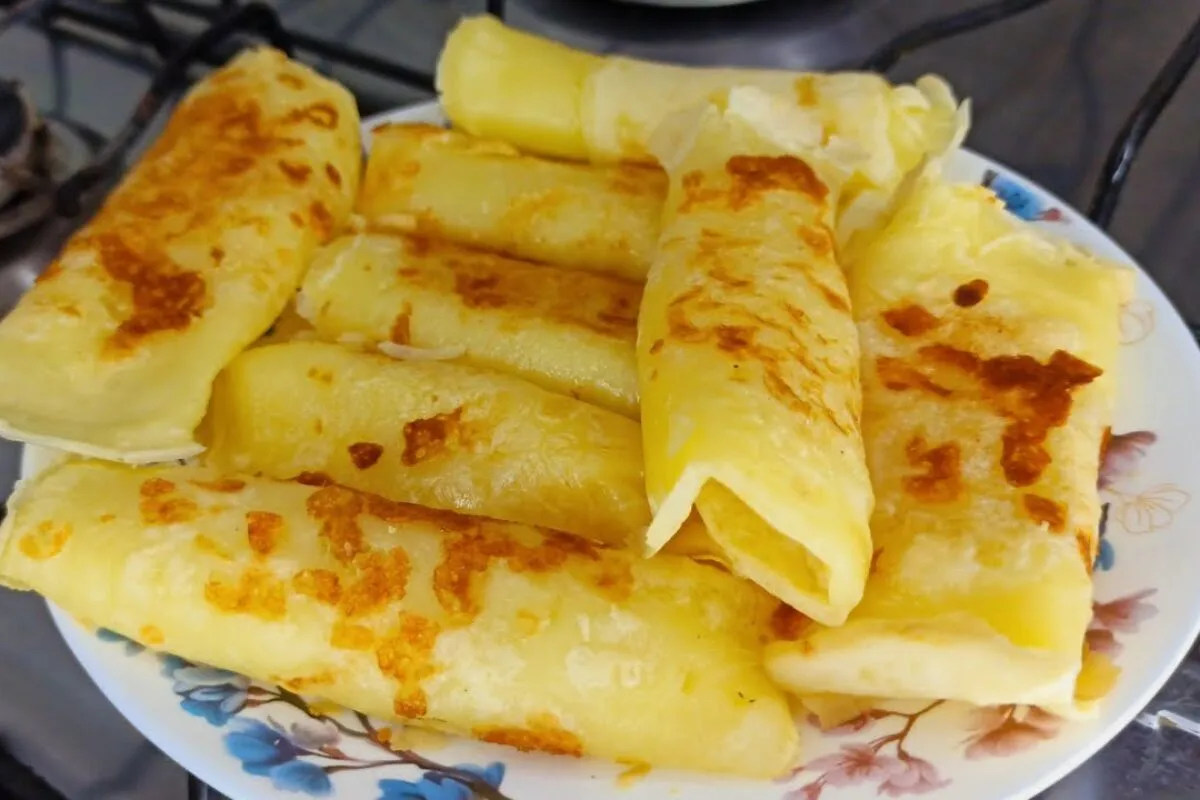 Panqueca de tapioca de frigideira pronta em minutos, para um