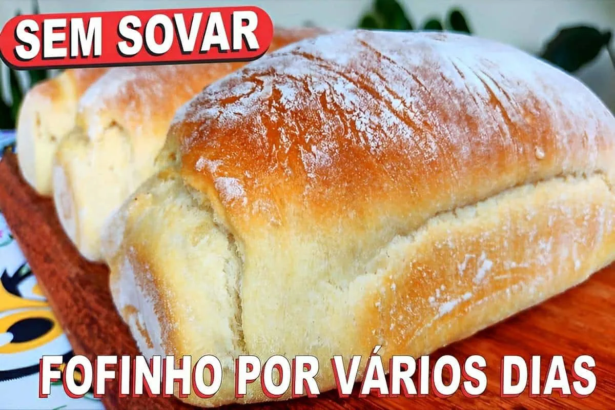 Pão caseiro de água sem ovos e sem leite não precisa sovar e