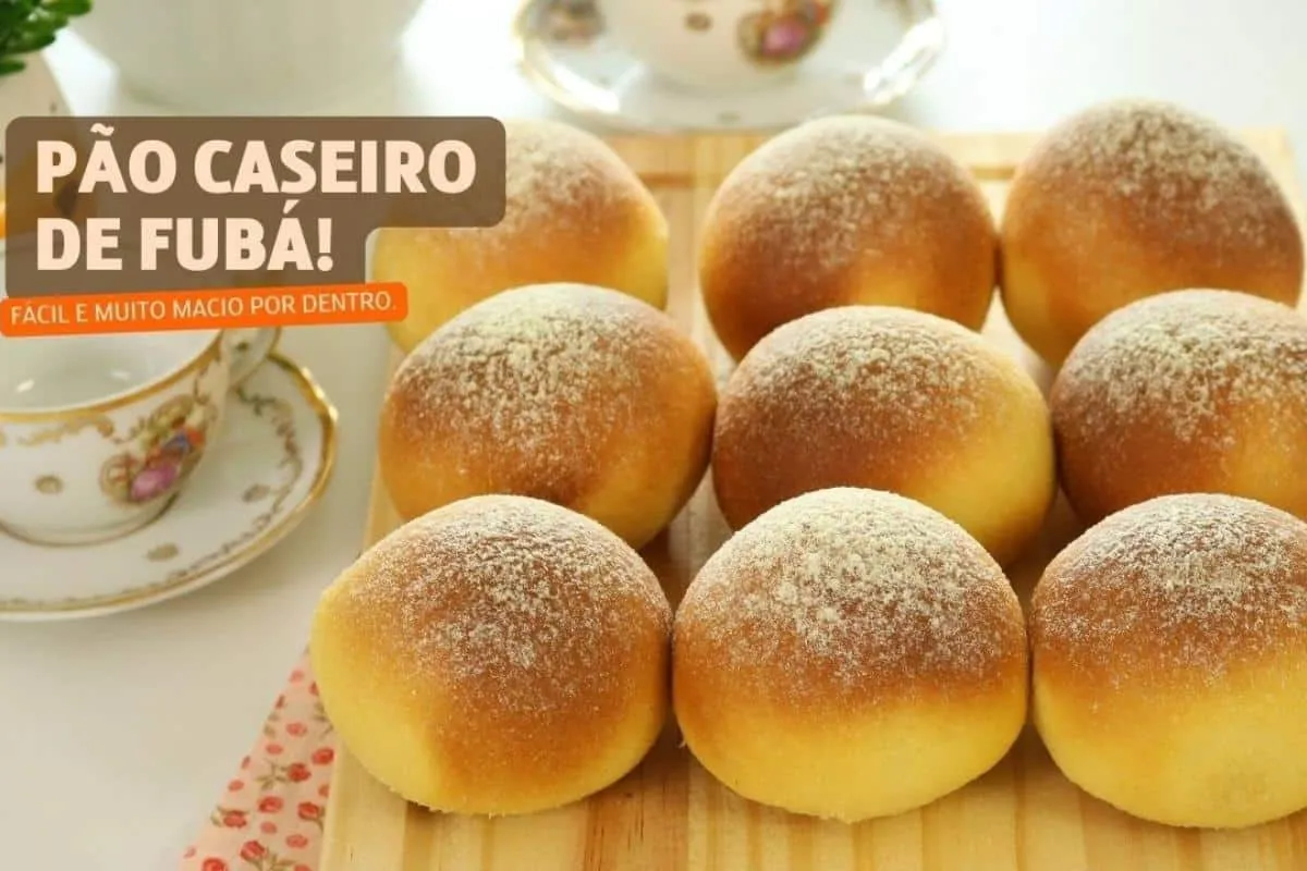 Pão caseiro de fubá macio e fofinho que é muito fácil de faz