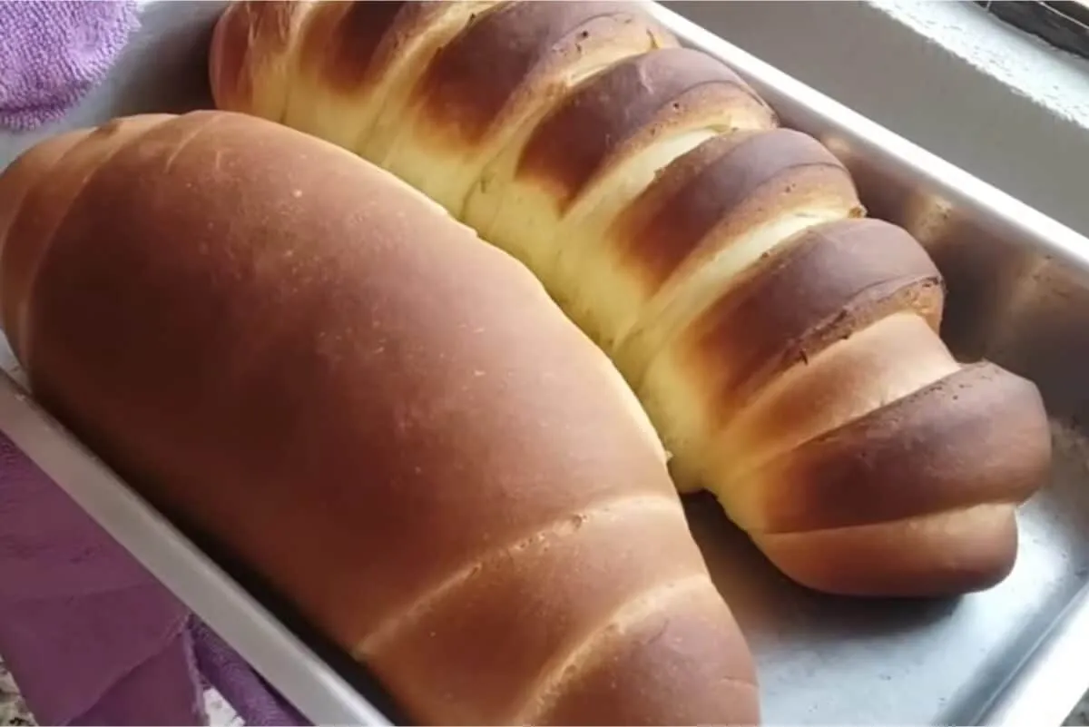 Pão caseiro enorme super fofinho e delicioso para comer aind