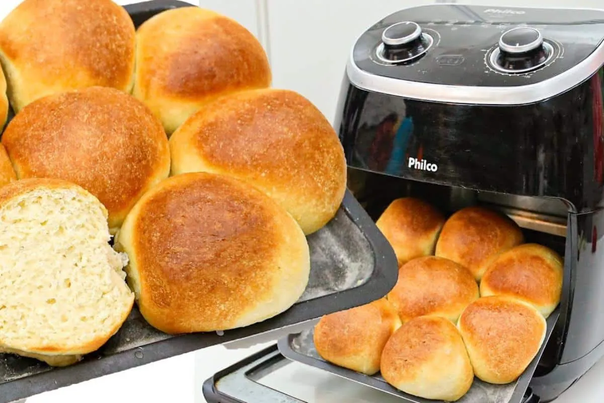 Pão caseiro na air fryer fica fofinho e macio e não demora p