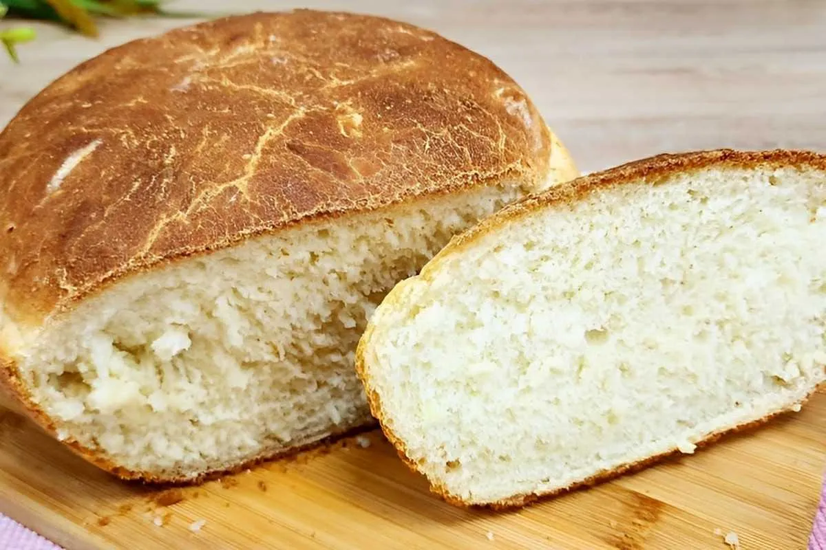 Pão caseiro que não vai leite feito numa tigela e maravilhos