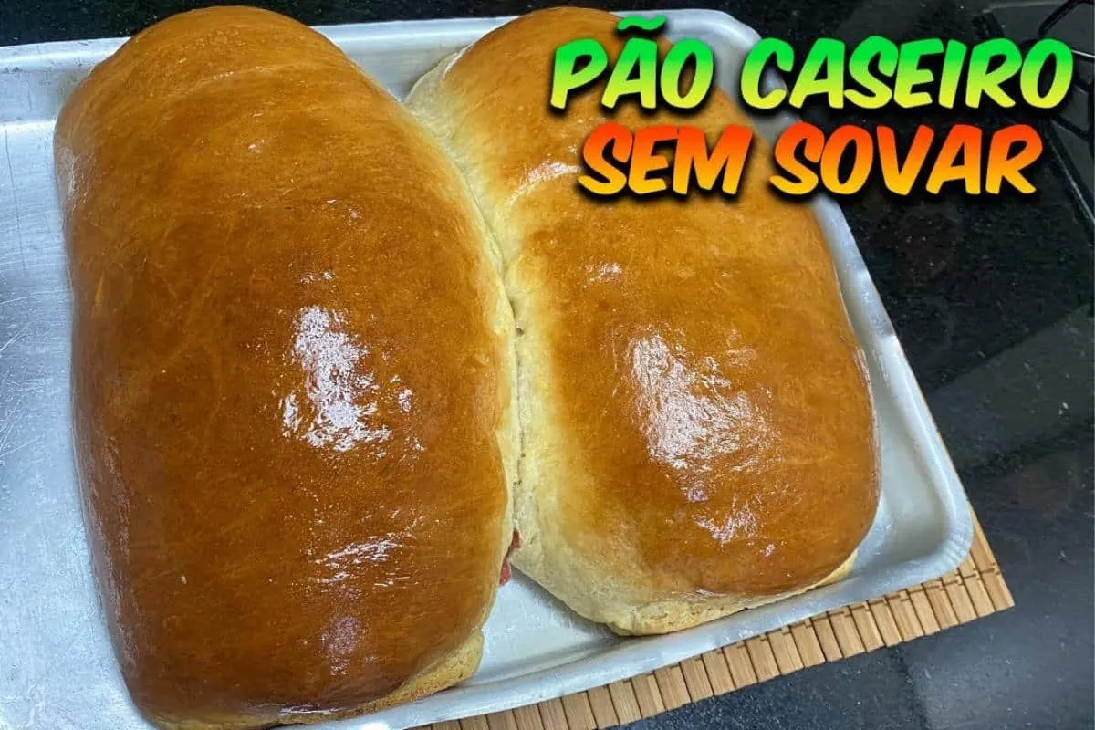 Pão caseiro recheado que não precisa sovar e fica uma delíci