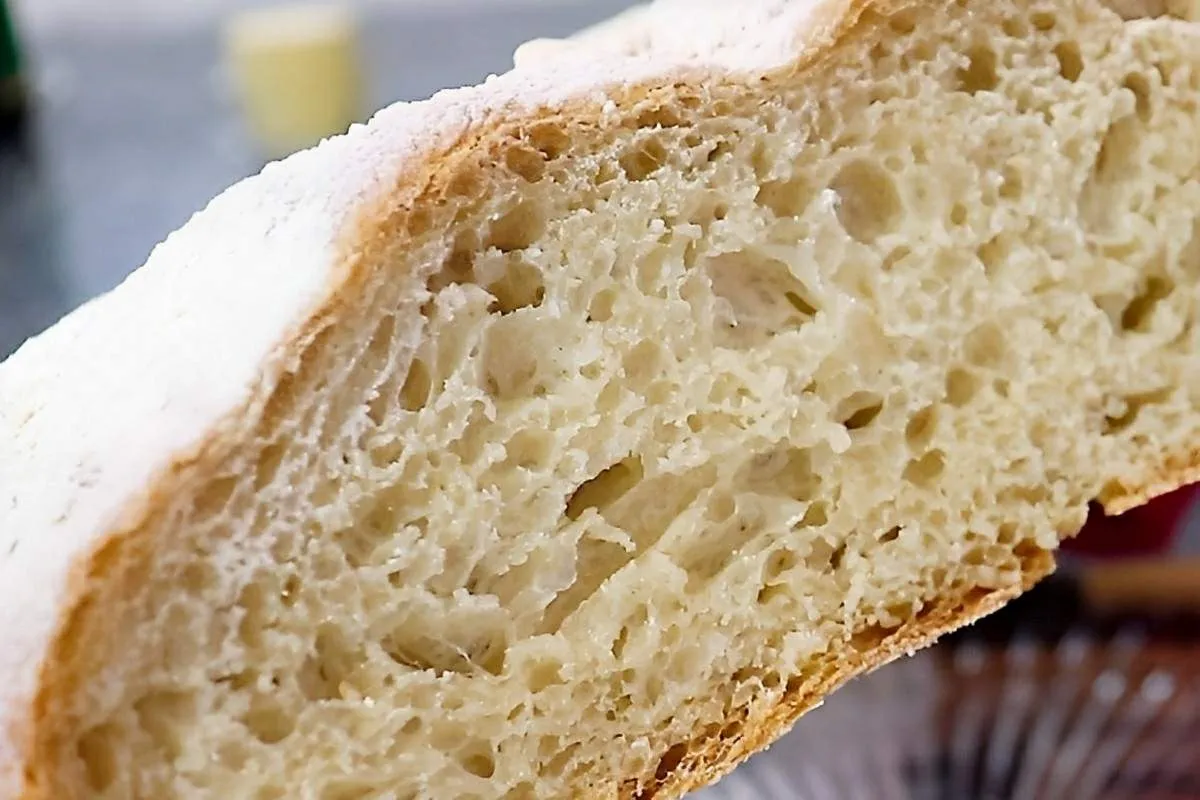 Pão caseiro sem sovar ou pão 10 dobras feito apenas com fari