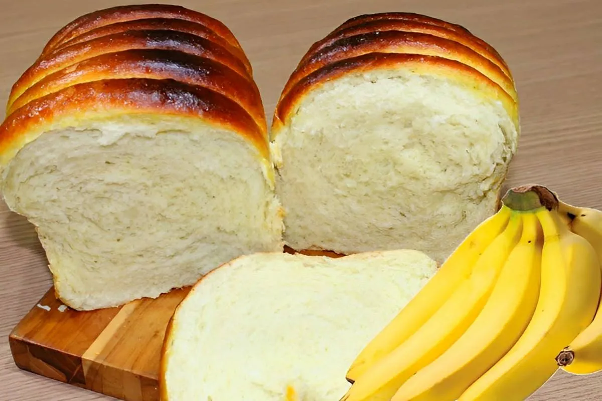 Pão de banana muito fofinho e saudável uma delícia para serv