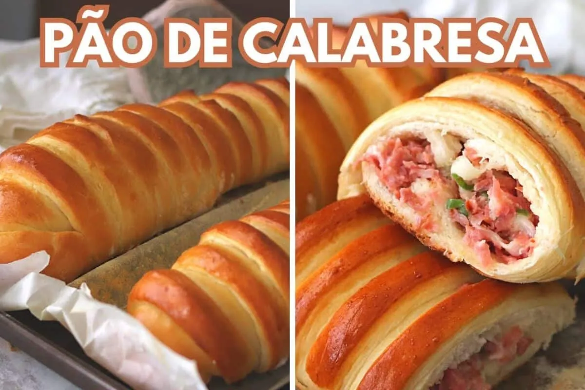 Pão de calabresa bem recheado e fofinho, aquele lanche perfe