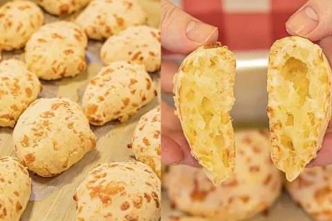 Pão de queijo fácil feito á mão, ideal pra servir quentinho 