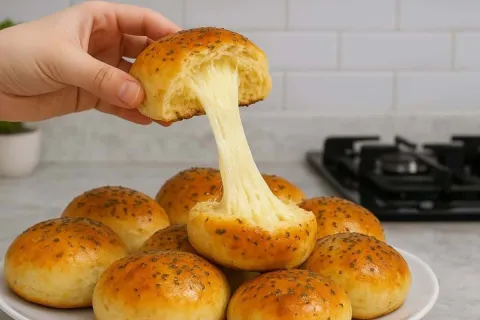 Pão recheado de queijo e presunto para fazer um lanche rapid