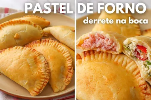 Pastel de forno recheado com uma massa macia que derrete na 