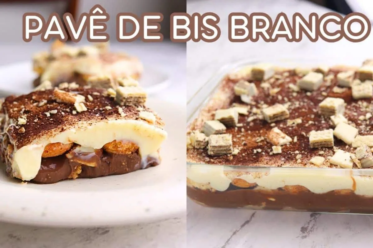 Pavê duo de Bis branco cremoso e muito fácil sobremesa gelad