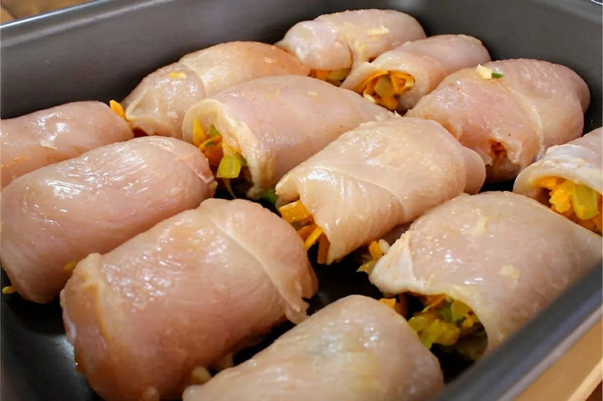 Peito de frango recheado com legumes leve e delicioso para o