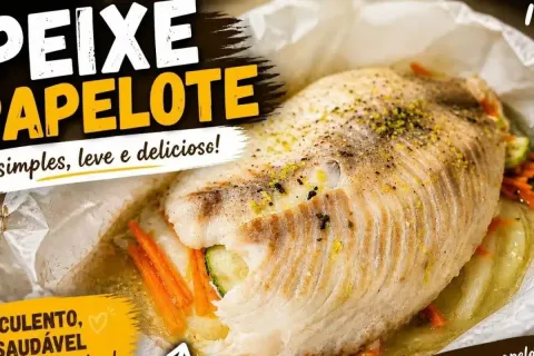 Peixe assado no papelote que fica incrivelmente leve e sabor