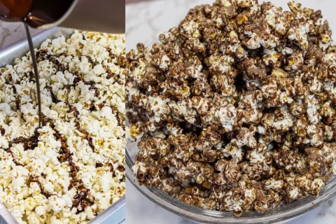 Pipoca doce de nescau crocante, não é enjoativa e fica pront