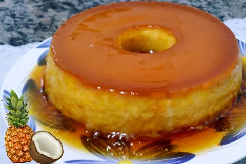 Pudim de abacaxi com coco uma sobremesa deliciosa que é a ca