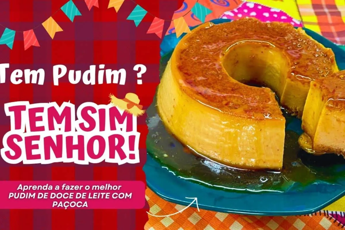 Pudim de doce de leite com paçoca que não fica enjoativo e tem uma cremosidade única para ser a estrela do seu almoço de domingo