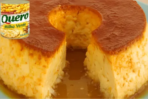 Pudim de milho com milho de latinha e coco fácil é só bater 