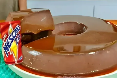 Pudim de Nescau sem ovos e sem forno delicioso e perfeito pa
